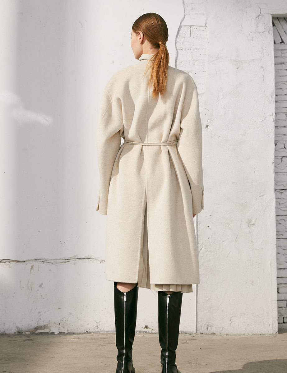 Double Faced Wool Coat - Oatmeal Melange