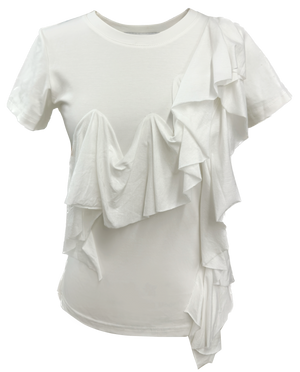 White irregular ruffled T-shirt没价格