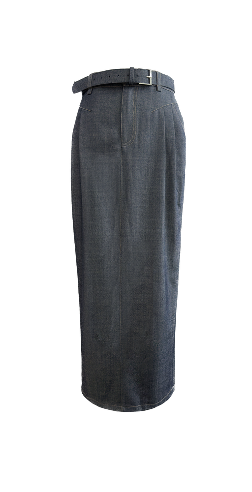 Long wool skirt with back slit