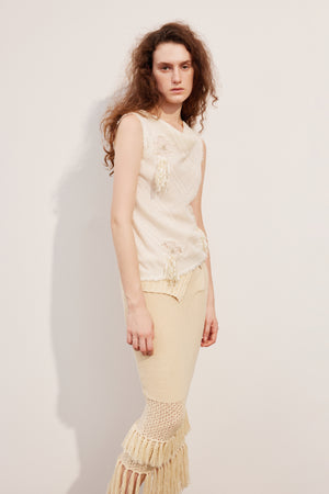 Hollow Bead Embroidery Swing Collar Top