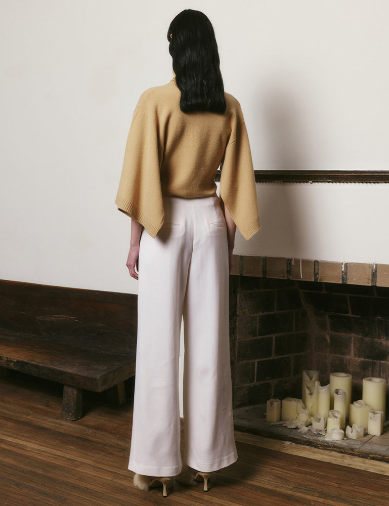 Off-white needle and orange knitted high-neck cape top