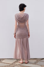 Pleated Drape Long Dress