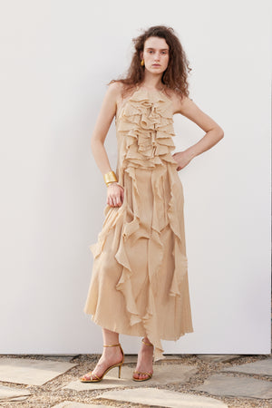 Ruffled halter dress