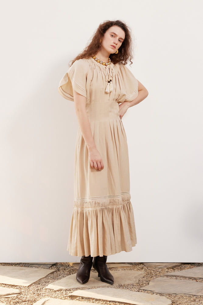 Front and back pleated dress