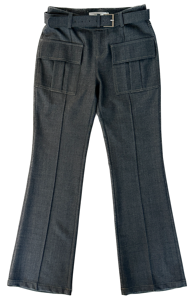 Low-waist pocket flared trousers