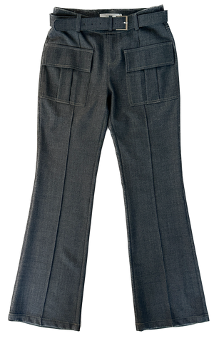 Low-waist pocket flared trousers