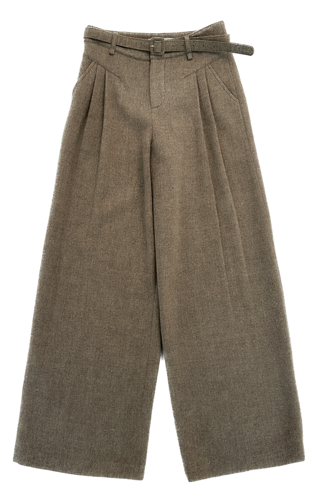 Pleated wool wide-leg pants