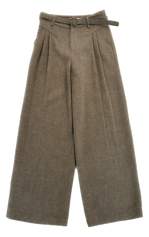 Pleated wool wide-leg pants