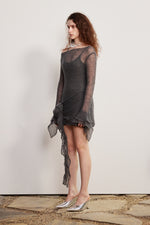 Hollow one-shoulder knitted dress