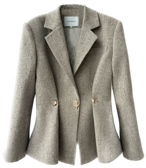 Waisted wool suit jacket