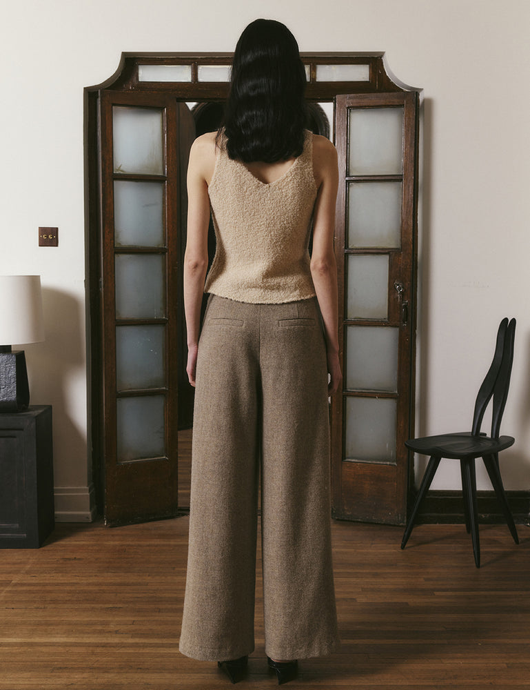 Pleated wool wide-leg pants