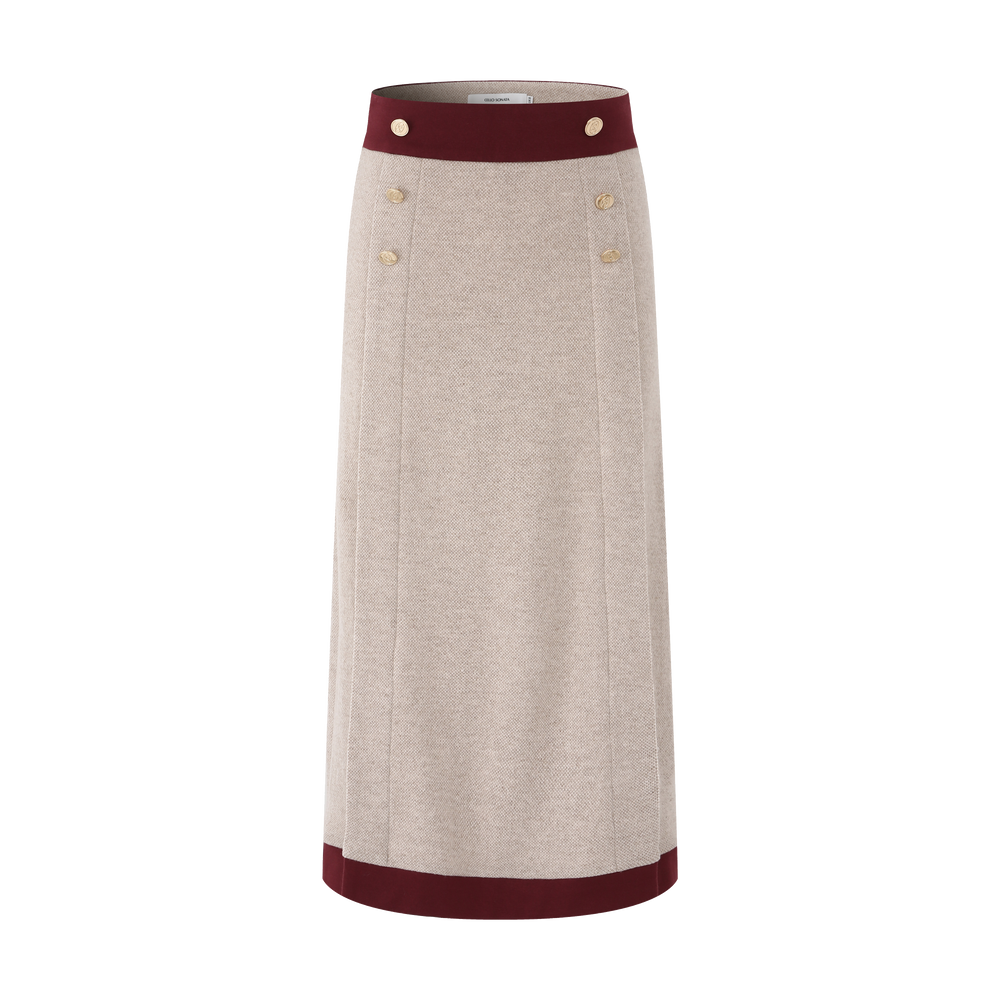 Contrast Cashmere Straight Skirt