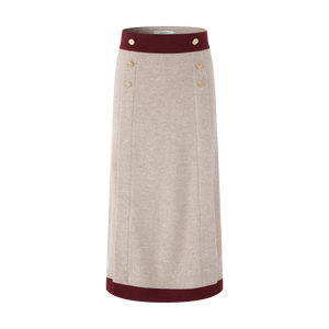 Contrast Cashmere Straight Skirt