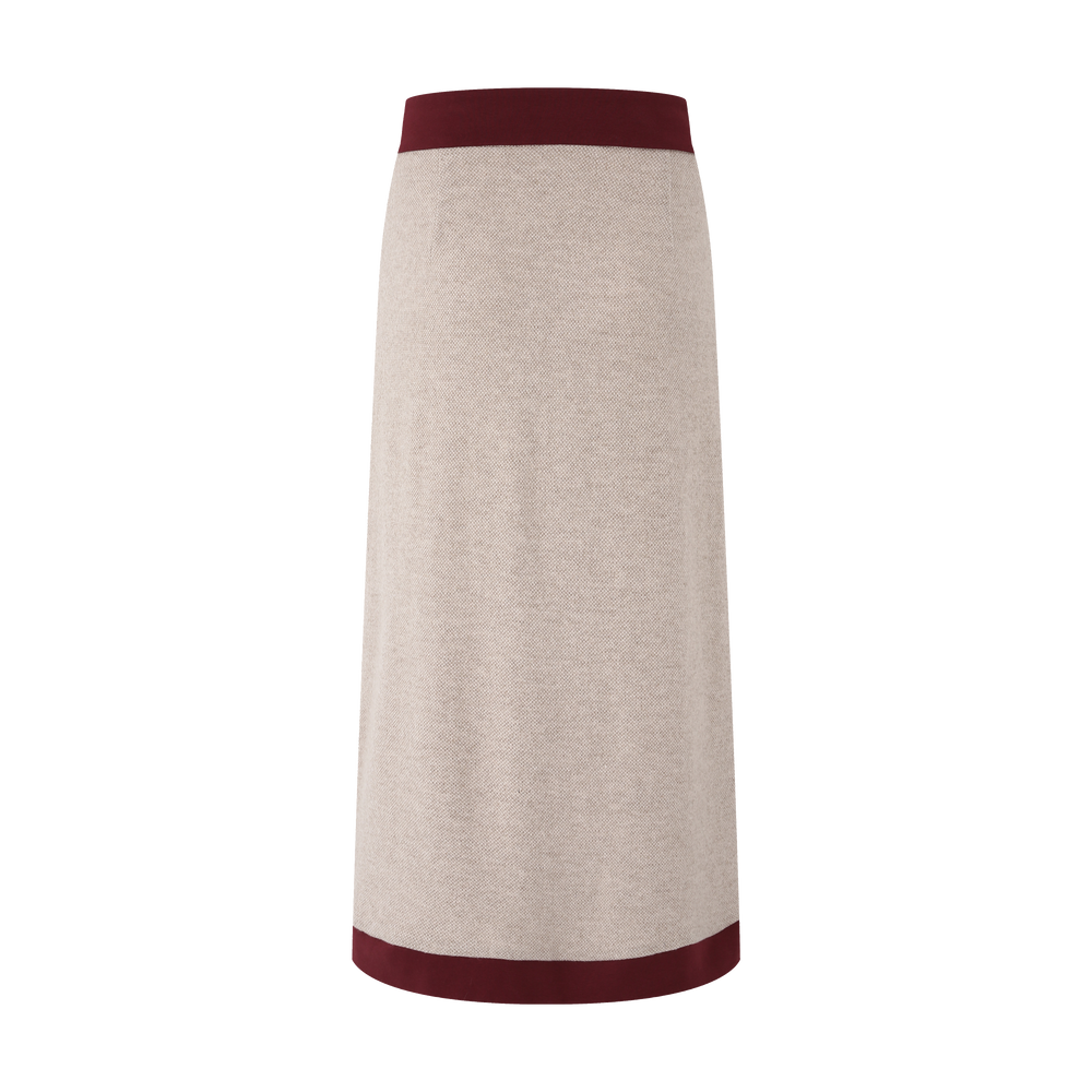 Contrast Cashmere Straight Skirt