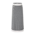 Contrast Cashmere Straight Skirt