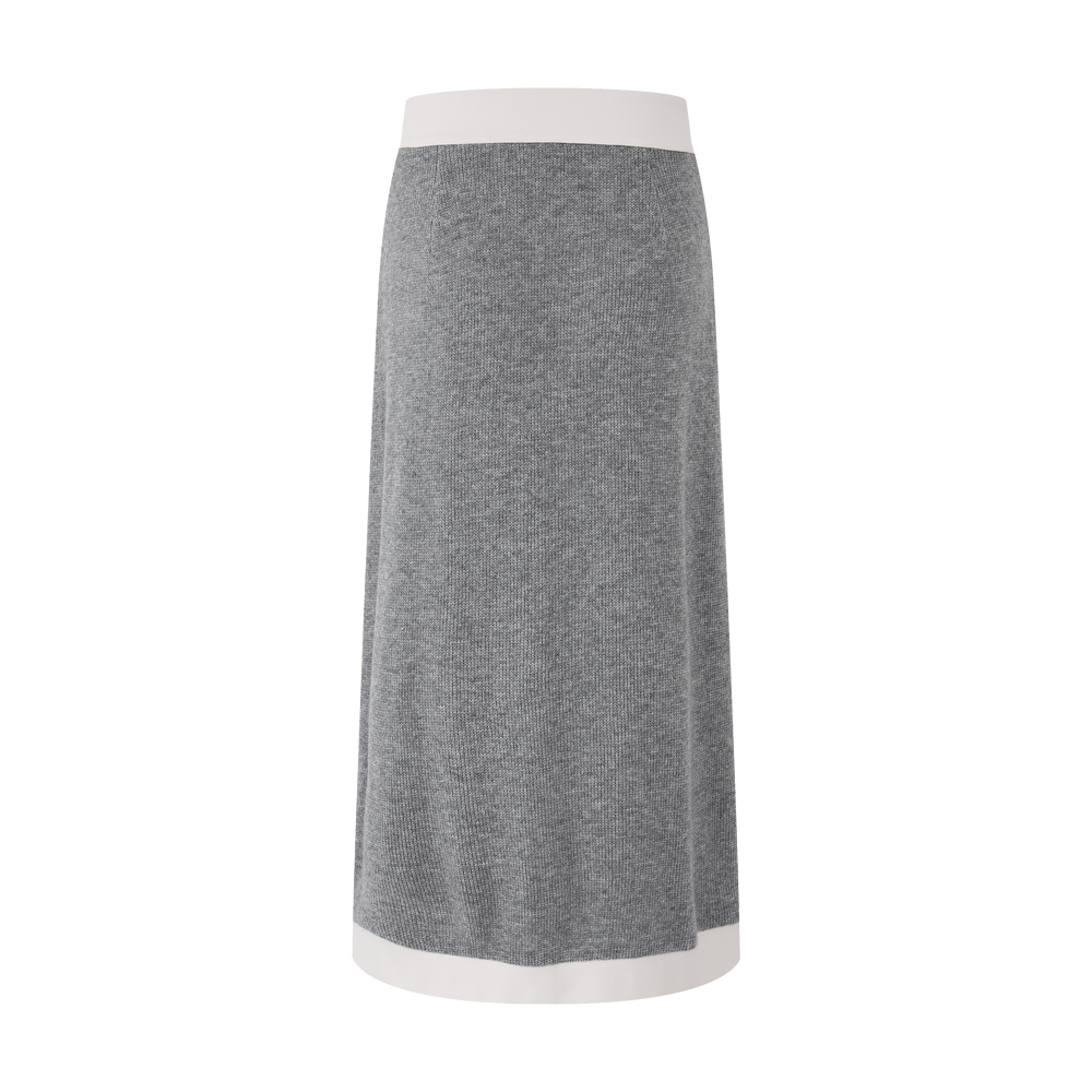 Contrast Cashmere Straight Skirt