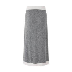 Contrast Cashmere Straight Skirt