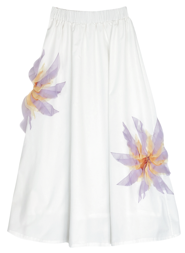 Contrast color three-dimensional flower skirt