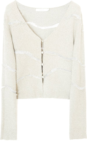 White Irregular Hollow Knit Cardigan