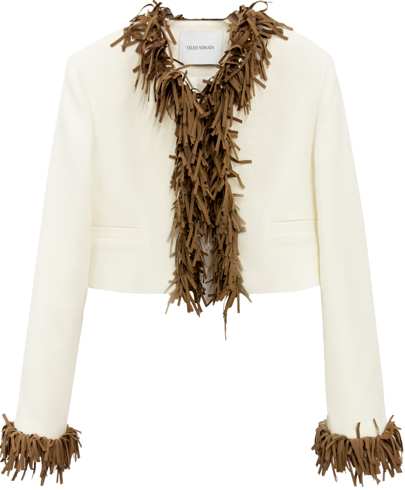 Contrast wool tassel jacket