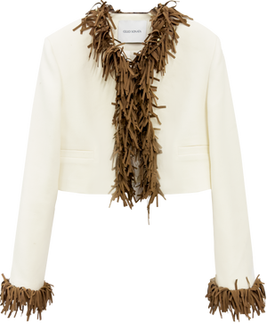 Contrast wool tassel jacket