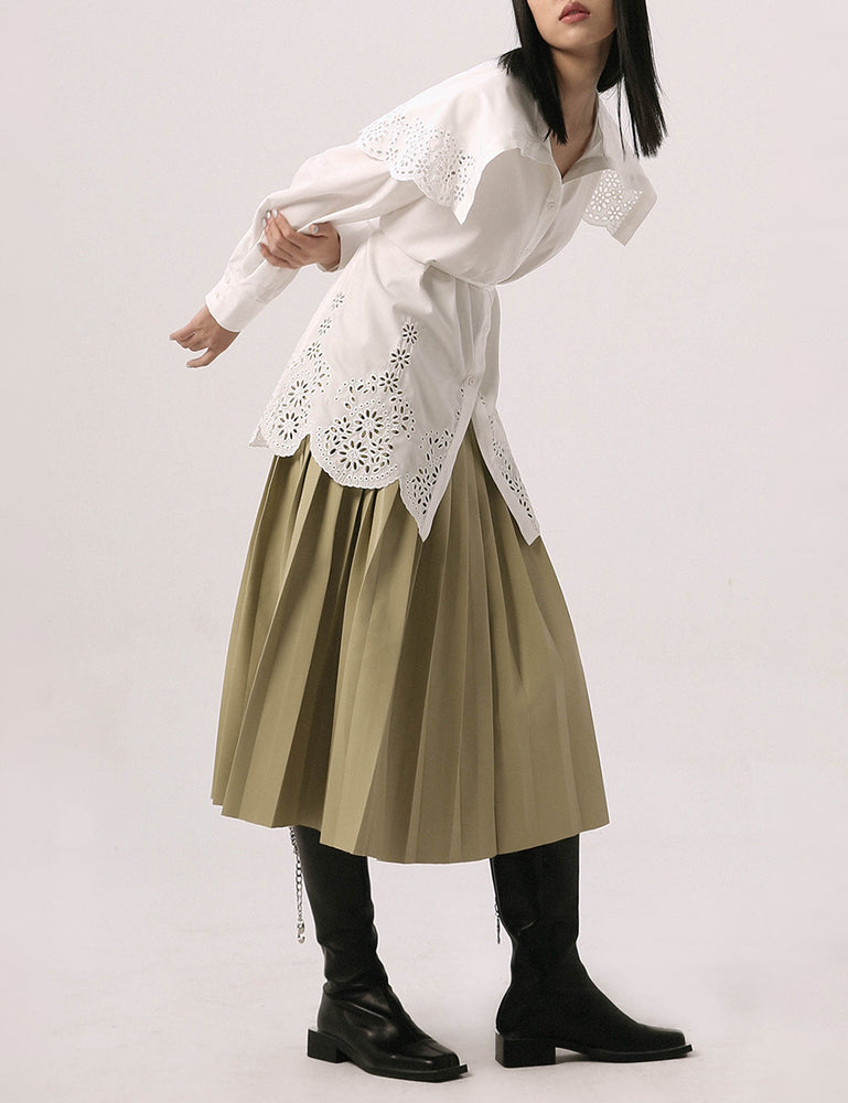 Laser Embroidery Square Collar Shirt