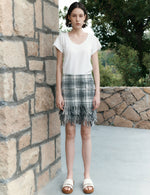 Tweed fringed skirt