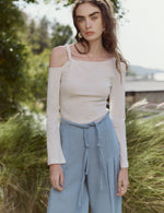 Woven one-shoulder top