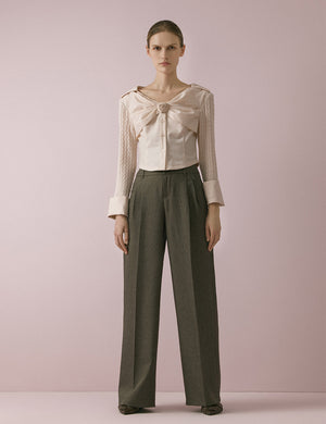 Knitted waist wide-leg trousers