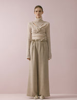 Draped waist wide-leg trousers