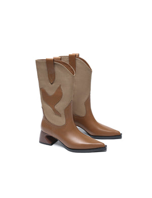 Western-style mid-calf boots