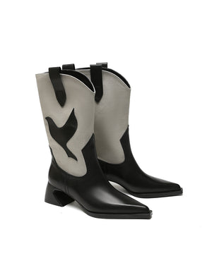 Western-style mid-calf boots