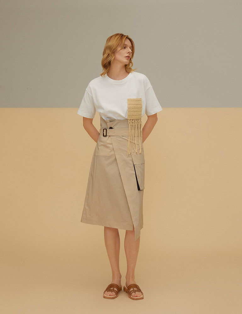 High Waist Trench Coat Half Skirt