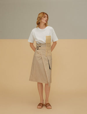 High Waist Trench Coat Half Skirt