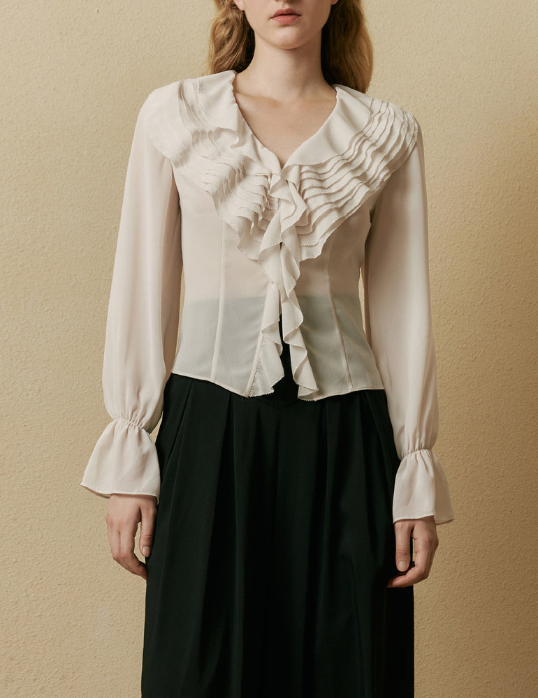 Ruffle-edge shirt