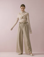 Draped waist wide-leg trousers