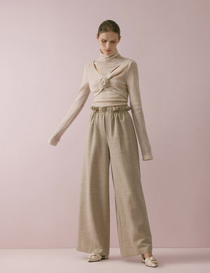 Draped waist wide-leg trousers