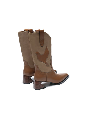 Western-style mid-calf boots