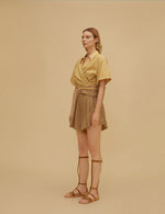 Brown Pleated Shorts