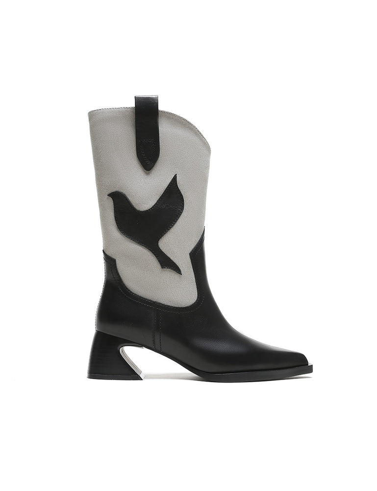 Western-style mid-calf boots