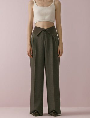 Knitted waist wide-leg trousers