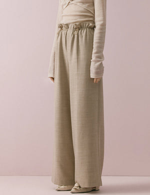 Draped waist wide-leg trousers