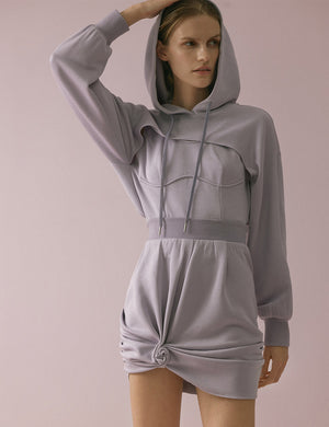 Fitted waist short hoodie