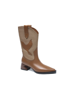 Western-style mid-calf boots