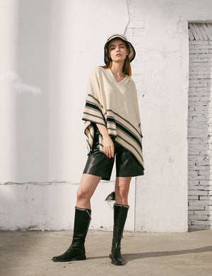 Striped Knit Cape Top