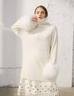 Removable Fur Turtleneck Knit Dress