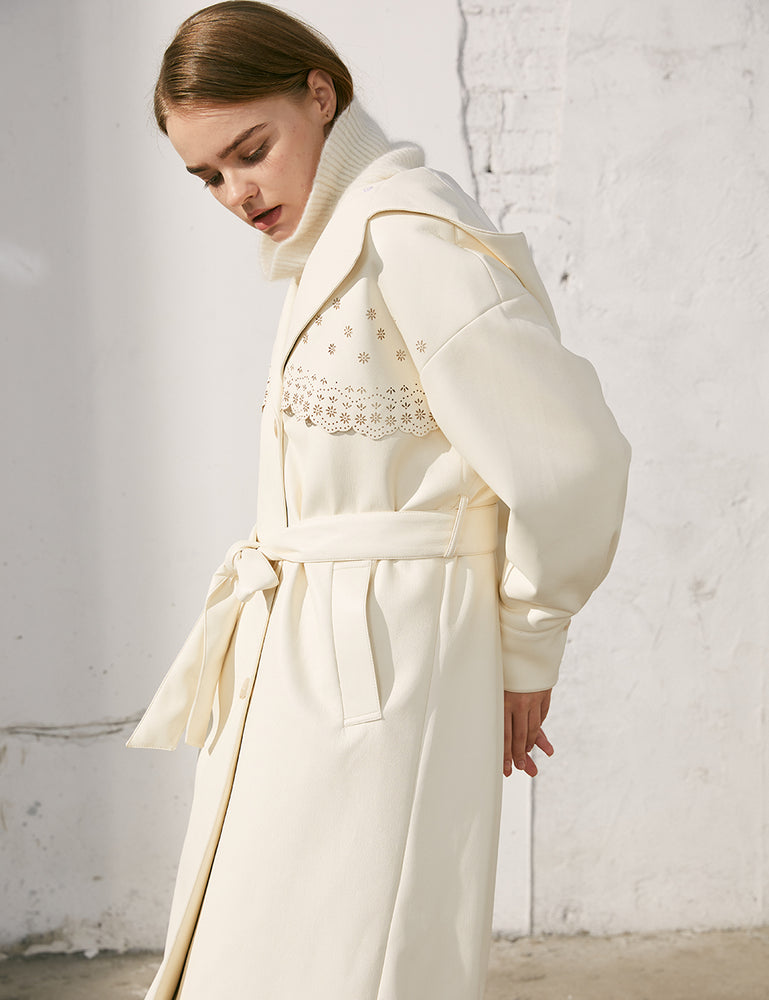 Lasercut Leather Trench Coat