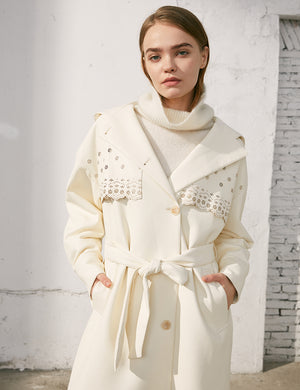 Lasercut Leather Trench Coat