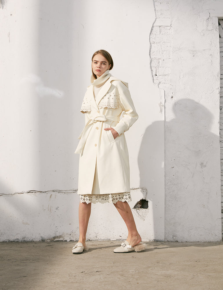 Lasercut Leather Trench Coat