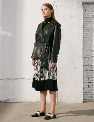 Lasercut Leather Trench Coat